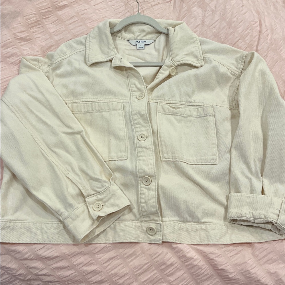 Cream Lightweight Denim CroppedJacket